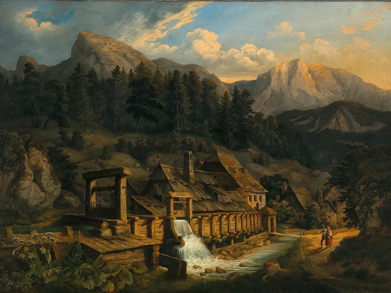1823-Konrad Grefe - Veduta di un mulino a martelli nelle Alpi